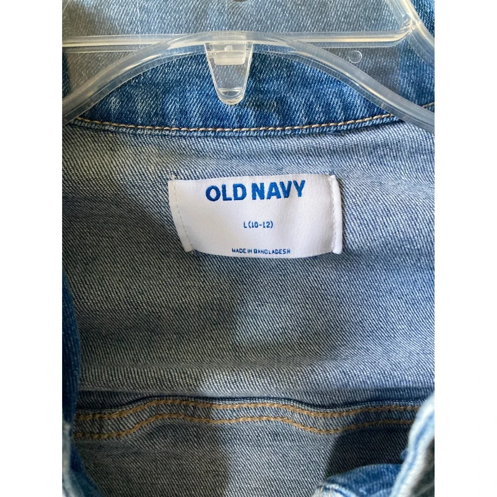 Old Navy Kids Blue Denim Trucker Jean Jacket Size L 10-12 Medium Wash Coat